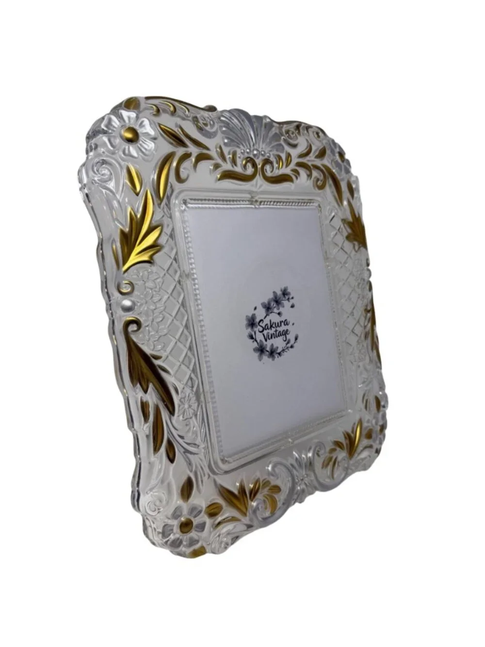 Vintage Tabletop Lead Crystal Photo Frame 15 x 12.75